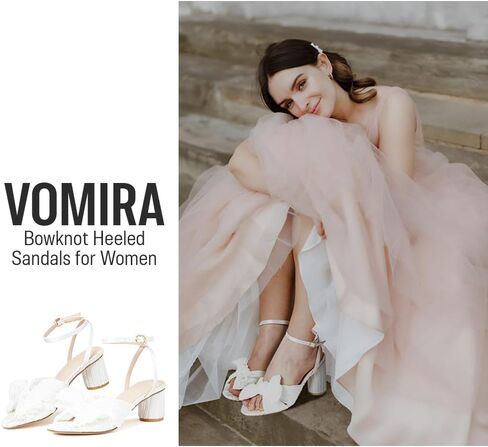 VOMIRA Bow Heels for Women Pleated Bowknot Heeled Sandals Summer Open Toe Ankle Buckle Strap Bridal Wedding Sandals in Saudi Arabia