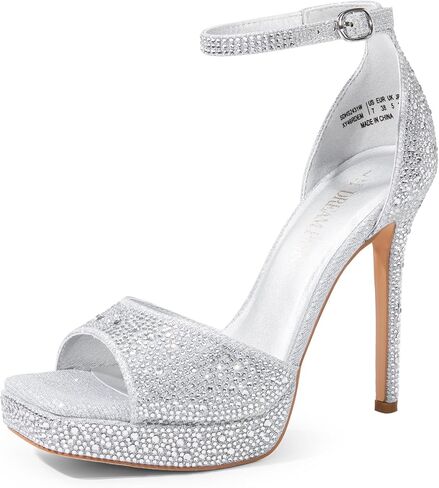 DREAM PAIRS المرأة Stiletto الكعب العالي منصة الكاحل حزام مربع مفتوح اصبع القدم فستان مثير الصنادل in Kuwait