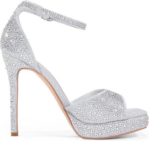 DREAM PAIRS المرأة Stiletto الكعب العالي منصة الكاحل حزام مربع مفتوح اصبع القدم فستان مثير الصنادل in Kuwait