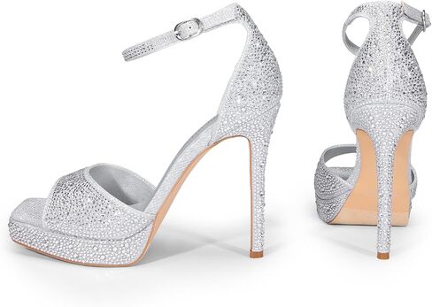 DREAM PAIRS المرأة Stiletto الكعب العالي منصة الكاحل حزام مربع مفتوح اصبع القدم فستان مثير الصنادل in Kuwait