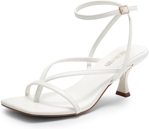 DREAM PAIRS Women's Dressy Thong Kitten Heel Sandals | Strappy Square Open Toe Heels with Adjustable Ankle Strap, Comfort Heeled Sandals for Wedding Guest, Party, Prom Occasions in Saudi Arabia