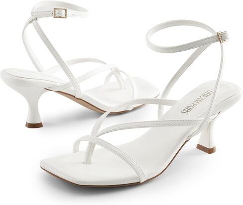 DREAM PAIRS Women's Dressy Thong Kitten Heel Sandals | Strappy Square Open Toe Heels with Adjustable Ankle Strap, Comfort Heeled Sandals for Wedding Guest, Party, Prom Occasions in Saudi Arabia