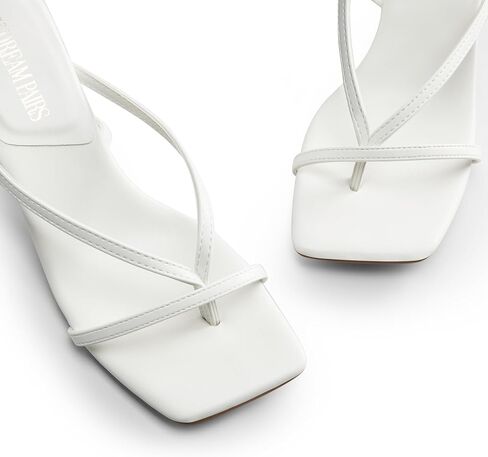DREAM PAIRS Women's Dressy Thong Kitten Heel Sandals | Strappy Square Open Toe Heels with Adjustable Ankle Strap, Comfort Heeled Sandals for Wedding Guest, Party, Prom Occasions in Saudi Arabia