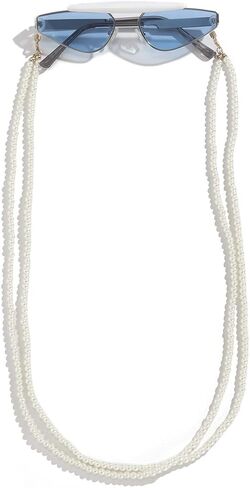 أسبشير الجدة شيك بيرل سلسلة النظارات الشمسية مزدوجة الطبقات اللؤلؤ نظارات شمسية حامل الأسبال خمر حبل قلادة مجوهرات اكسسوارات للنساء in Kuwait