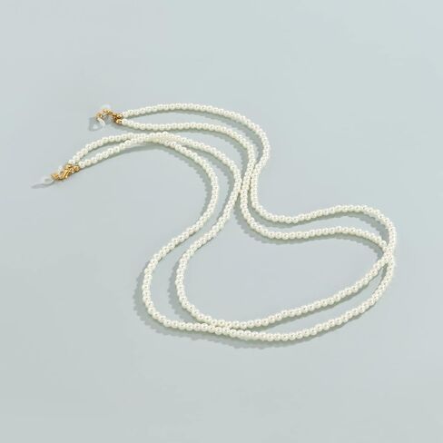 أسبشير الجدة شيك بيرل سلسلة النظارات الشمسية مزدوجة الطبقات اللؤلؤ نظارات شمسية حامل الأسبال خمر حبل قلادة مجوهرات اكسسوارات للنساء in Kuwait