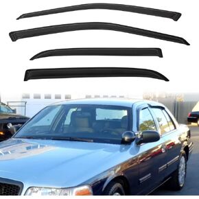 4pcs Out-Channel Acrylic Smoke Tint Rain Guard compatible with compatible with 1998-2011 Crown Victoria 1992-2011 Mercury Grand Marquis Tape-On Vent Deflector Window Visors Car Accessories