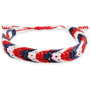 2 PCS Country Flag Color Tibetan Wrist Wrap Bracelet,USA Style Rope Bracelet and Bangles for Women Men,String Thread Bracelets