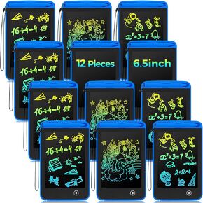 Zhehao 12 Pcs LCD Writing Tablet Drawing Board Doodle Board Educational Toys Erasable Electronic Painting Learning Pads Gift for Age 6+ Years Old Girls Boys(Blue, 6.5 Inch Screen)