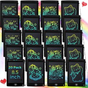 20 حزمة من لوحة كتابة LCD للأطفال، لوحة رسومات الشعار المبتكرة مقاس 8.5 بوصة، لوحة رسم ملونة قابلة لإعادة الاستخدام، لوحة رسم قابلة للمسح، لعبة تعليمية للأطفال من 3 إلى 8 سنوات (أزرق فاتح، أسود، وردي، أبيض)
