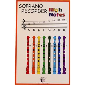 PLUM ROSE Soprano High Notes Recorder Finger Chart (11x17) Recorder Learn to Play - Play the Recorder (Rainbow)