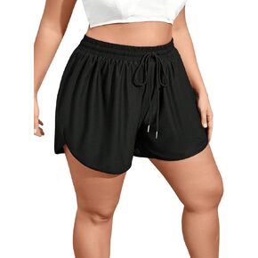 Women's Plus Size Drawstring Waist Swim Shorts Tie Front Track Shorts Bottoms Beachwear