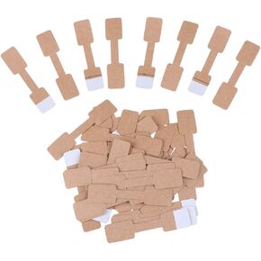 500 Pcs Quadrate Blank Brown Paper Price Tag Labels Jewelry Display Cards Labels Ring Sticker Hangtags, 0.47 x 2.36 Inches
