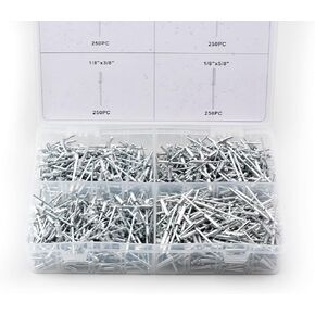 VCT 1000pc 1/8" Aluminum Blind Pop Rivet Assortment 4 Hand/Air Riveter Gun Rivet Set