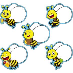 Zonon 45 Pieces Bees Cut-Outs Accents Paper Cutouts Bee Theme Greeting Cutouts Name Tags Labels Bulletin Board Classroom Decoration for Teacher Student Back to School Party Supplies 5.5 x 5.5 Inch