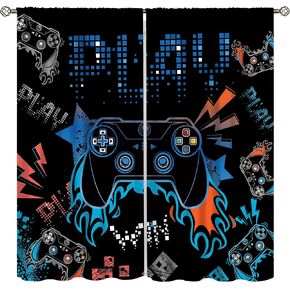 GY Kids Gamer Curtain Gaming Window Curtains Boys Gamepad لوحات ستائر للأطفال والمراهقين الأحداث الرجعية ألعاب الفيديو الستائر لغرفة المعيشة ديكور النوم، 42 × 45 بوصة in Kuwait