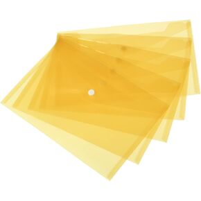 YOKIVE 12 Pack File Folders, Clear A5 Files Envelope | Plastic Document Pockets with Snap Button, Great for Office(Yellow)