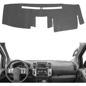 حصيرة غطاء لوحة القيادة وحدة التحكم المركزية الداخلية المخصصة المتوافقة مع Nissan Frontier 2007-2019، Suzuki Equator 2009-2012 غطاء لوحة القيادة وواقي السجاد (رمادي)
