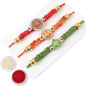 Set of 3 Rakhi for Brother, Rakhi for Sister, Raksha Bandha Gift for Your Brother, Rakhi Bracelet for Loving Sibling, Father, Bhabhi, Bhaiya with Roli Chawal