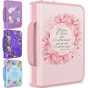 حقيبة الكتاب المقدس من DEHITE للنساء - حقيبة الكتاب المقدس متوسطة الحجم - حجم الكتاب 9.6 × 6.6 × 1.7 بوصة | فتحات القلم | جيب بسحاب | قماش فاخر - إكسسوارات هدايا مسيحية ذات زهور خضراء داكنة in Kuwait