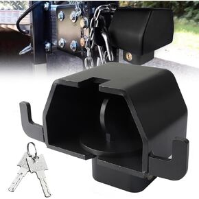 Trailer Lock Fits for 2 5/16-Inch Couplers, 2024 New Patented Design Anti Theft Trailer Hitch Lock Heavy-Duty Steel, Trailer Coupler Lock 2 5/16 with Hook for Secures Safety Chains (Black)