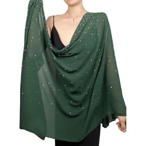 Wedding Shawls and Wraps for Women Formal Dress, Rhinestones Pearl Sparkling Stole, Bride Bridesmaid Pashmina Scarf