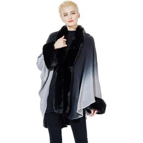 BEAUTELICATE Women Faux Fur Shawl Gradient Cape Wedding Bride Bridesmaid Wrap Christmas Party