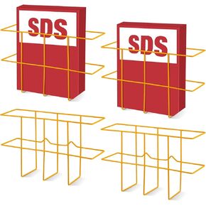 Nuenen 4 Pieces SDS Binder Holder Binder Rack Mountable Binder Holder Wall Rack 13.78 x 8.66 x 4.33 Inches MSDS Wall Station for File Magazine Safety Sheet Organizer Display Office School Home Yellow