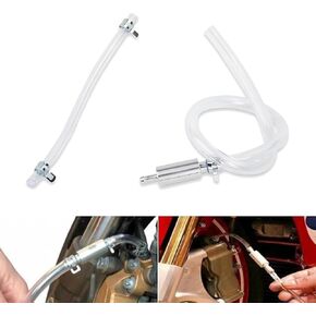 2 PCS Motorcycle Brake Bleeder Hose Kit, Filler Pipe Clutch Hydraulic Brake One-Way Check Valve, Clutch Drained Bleeder Tool, Universal for Most Motorcycles Repair Accessories (Silver)