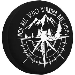 Compass Rose Spare Tire Cover with Backup Camera Hole Not Who Wander are Lost Leather Wheel Covers for Wrangler JL (18" for tire's Diameter 32"-34")