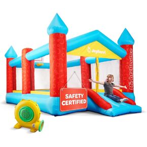 Bouncy House - 16.8' x8.9' Ft Extra Large, Inflatable Bounce House for Kids and Adults - with Air Blower, Volleyball Net, Basketball Hoop and Slide - ASTM Certified