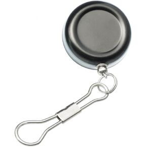 SE Black 1" Retractable Pin-On Pull Reel Keychain ID Holder - 202JPP