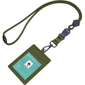 ID Badge Holder, Wisdompro Durable 23 inch Heavy Duty Lanyard with ID Holder, Safety Breakaway Detachable Buckle, Swivel Metal Hook, 1 Clear ID Window & 2 Credit Card Slot - Vertical Black
