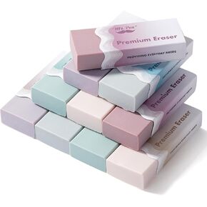 Mr. Pen- Erasers, 10 Pack, Wavy Sleeve Pencil Eraser, Morandi Colors, Erasers for Pencils, Mr Pen Erasers for School, Large Eraser, Block Erasers for School, Rubber Eraser, Large Erasers for School