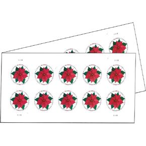 Global Poinsettia 2 Sheets of 10 International First Class Forever US Postage Stamps Mail Holiday Celebration Flower (20 stamps)