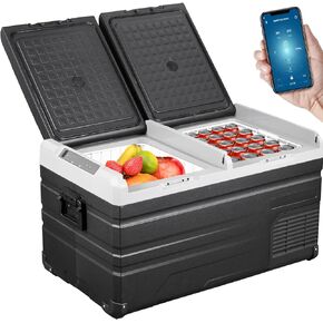 VEVOR 12 Volt Refrigerator Refrigerator 80 Quart, Dual Door Chest Refrigerator 12/24V DC & 110-240V AC Electric Compressor Cooler for Truck Vehicle RV Boat Outdoor & Home Use