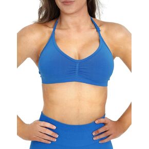 NVS Sports Bras for Women Open Back Amplify Halter Bra Adjustable Straps Padded Seamless Workout Crop Tops