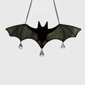 Bat Stained Glass Window Hanging Suncatcher Halloween Bat Decoration (Cinerous)