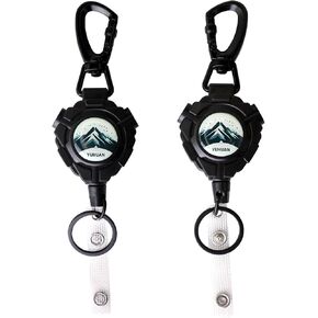 2 Pack Retractable Badge Holders Duty Carabiner Holder, Heavy Duty 360° Swivel badge reel,with 31.5" Retractable Badge Reel Key Chain,10 OZ,10,000+ Rebound