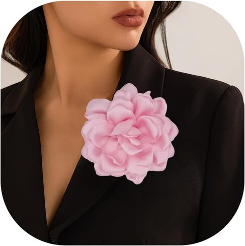 Flower Brooches for Women Satin Fabric Rose Flower Brooches Handmade Flower Brooches Pin for Wedding Party Dance Banquet Ceremony Versatile Floral Accessory for Clothing and Hairstyling Size:4.72in in Saudi Arabia