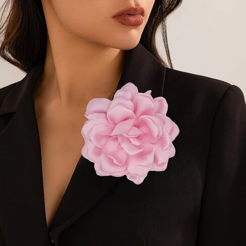Flower Brooches for Women Satin Fabric Rose Flower Brooches Handmade Flower Brooches Pin for Wedding Party Dance Banquet Ceremony Versatile Floral Accessory for Clothing and Hairstyling Size:4.72in in Saudi Arabia