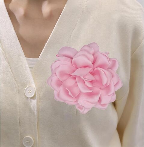 Flower Brooches for Women Satin Fabric Rose Flower Brooches Handmade Flower Brooches Pin for Wedding Party Dance Banquet Ceremony Versatile Floral Accessory for Clothing and Hairstyling Size:4.72in in Saudi Arabia