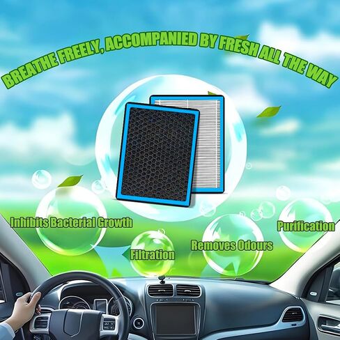 فلتر هواء المقصورة CF12150، استبدال Ford F150 بالكربون المنشط، متوافق مع Lincoln Navigator & Ford Expedition 2018-2024، 2015-2023 F150، 2017-2023 F250 F350 F450 F550 Super Duty in Kuwait