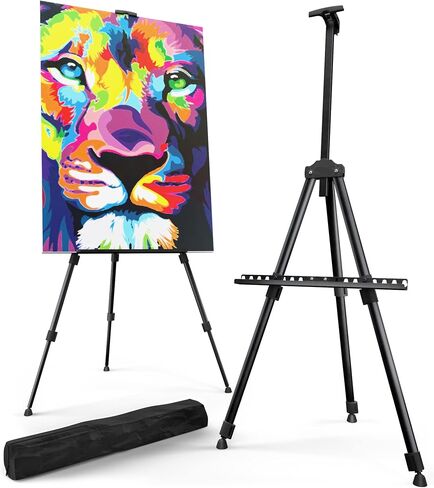 T-Sign 17 to 66 Inch Heavy Duty Easel Stand - Adjustable Metal Tripod Art Easel for Painting and Display, Portable Canvas Stand with Carrying Bag for Artists, Tabletop and Outdoor Use (Black, 1 Pack) in Saudi Arabia