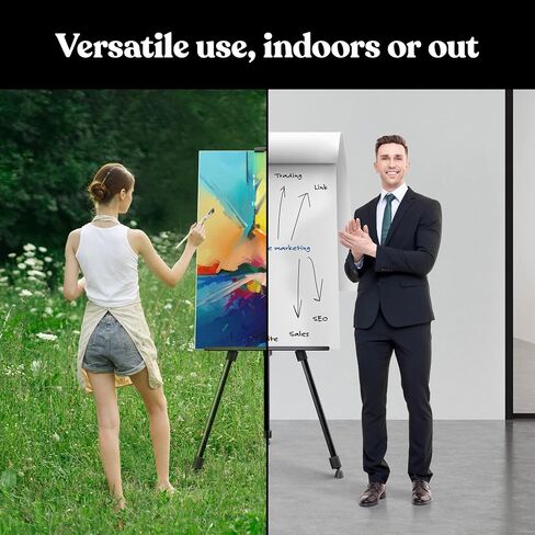T-Sign 17 to 66 Inch Heavy Duty Easel Stand - Adjustable Metal Tripod Art Easel for Painting and Display, Portable Canvas Stand with Carrying Bag for Artists, Tabletop and Outdoor Use (Black, 1 Pack) in Saudi Arabia