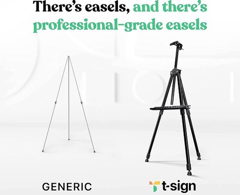 T-Sign 17 to 66 Inch Heavy Duty Easel Stand - Adjustable Metal Tripod Art Easel for Painting and Display, Portable Canvas Stand with Carrying Bag for Artists, Tabletop and Outdoor Use (Black, 1 Pack) in Saudi Arabia