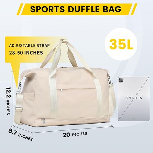 حقيبة رياضية Vorspack للنساء - حقيبة دفل مقاس 20 بوصة للسفر، حقيبة صغيرة من القماش الخشن مع جيب مبلل، حقيبة خفيفة الوزن لعطلة نهاية الأسبوع للرجال وصالة الألعاب الرياضية واليوجا - أسود in Kuwait