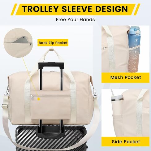 حقيبة رياضية Vorspack للنساء - حقيبة دفل مقاس 20 بوصة للسفر، حقيبة صغيرة من القماش الخشن مع جيب مبلل، حقيبة خفيفة الوزن لعطلة نهاية الأسبوع للرجال وصالة الألعاب الرياضية واليوجا - أسود in Kuwait