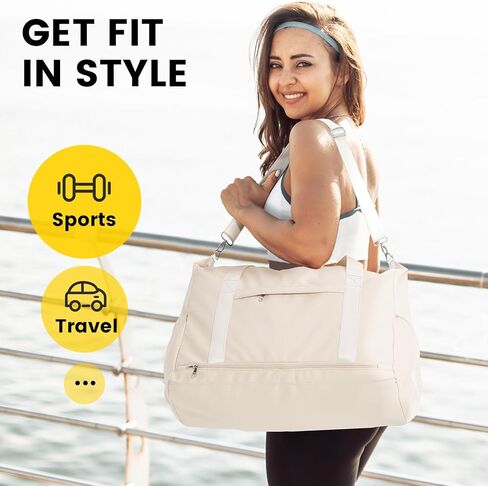حقيبة رياضية Vorspack للنساء - حقيبة دفل مقاس 20 بوصة للسفر، حقيبة صغيرة من القماش الخشن مع جيب مبلل، حقيبة خفيفة الوزن لعطلة نهاية الأسبوع للرجال وصالة الألعاب الرياضية واليوجا - أسود in Kuwait