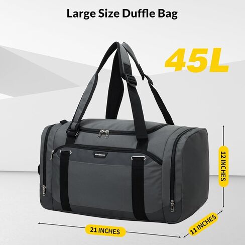 Vorspack Gym Bag for Men - 45L Duffle Bag for Travel Backpack Carry On Backpack with Shoe Compartment Large Weekender Bag Overnight Bag for Sports Gym Travel - Black in Saudi Arabia