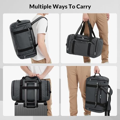 Vorspack Gym Bag for Men - 45L Duffle Bag for Travel Backpack Carry On Backpack with Shoe Compartment Large Weekender Bag Overnight Bag for Sports Gym Travel - Black in Saudi Arabia